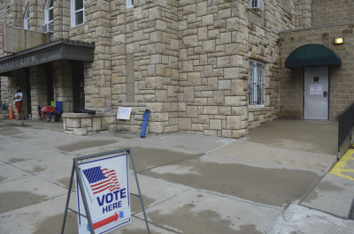 The polling station at Holy Cross church (5108 St. John Avenue)