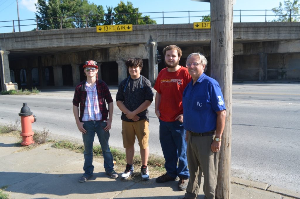 From left: Michael Rich, Josue Tijerina, Matt Rich, and Ed Shutt met on Friday, September 23 at the very spot where Shutt's car came to a halt during the August 26 flash flooding.