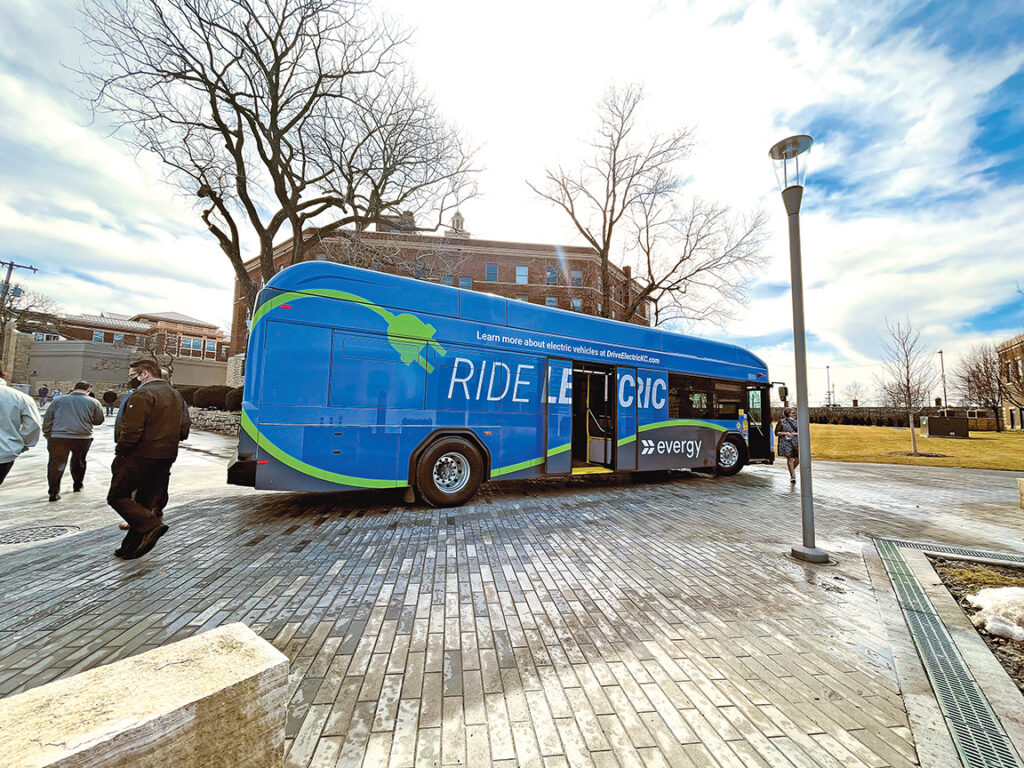 Ride KC Electric Bus at Kansas City University - Bi-State Infrastructure Bill - Bi-State Reinvestment Corridor