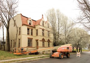Chateau demolition. Pictured above is The Chateau, 2116-2118 Minnie St., right before emergency demolition in 2009. Built in 1888, the two-family home featured a Chateauesque-style architecture and classically-inspired columns. Submitted photo