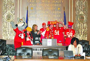 Chiefs fans at podium WEB