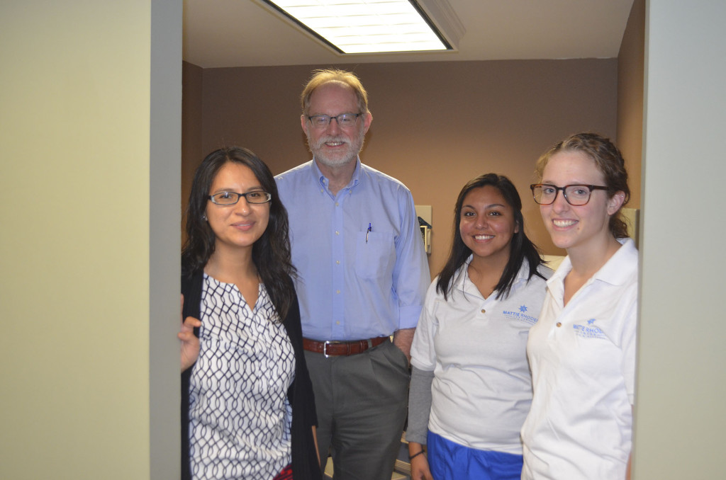 Meet the team at the new evening medical clinic at the Mattie Rhodes Center's Northeast location at 148 N. Topping. From left to right: Nohemi Alvarez, FNP-C; Tim Little, MD; Vanessa Beltran, Medical Assistant; Elizabeth Neubauer, PA-C.