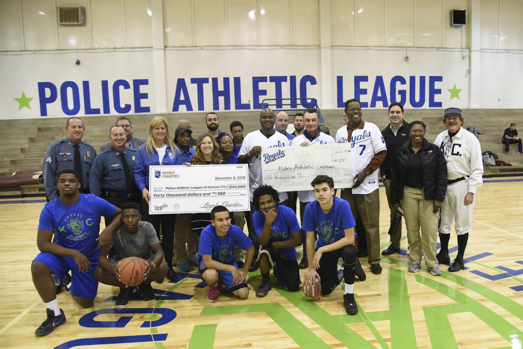 Police Athletic League Police Athletic League of Kansas City located at 1801 White Ave., Kansas City, Mo. 64126. Royals Charities will present a check for $40,000 to renovate locker rooms. The Royals Alumni Foundation will also donate $5,000 to renovate a laundry room. Alumni planning to attend will include Jim Eisenreich, John Mayberry.