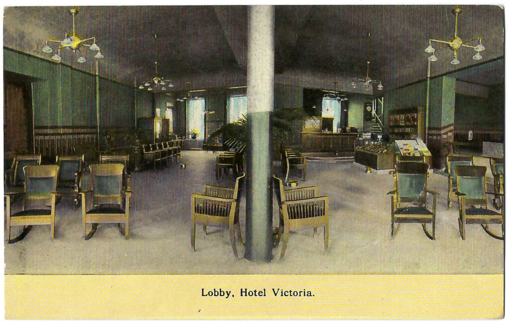 Hotel Victoria Lobby - Kansas City History - Postcard