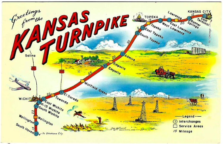 See Kansas in style, along the new Kansas Turnpike! 